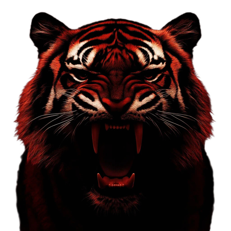 Red Tiger Attack Vinyl Car Decal Sticker – Waterproof & UV-Resistant 8"