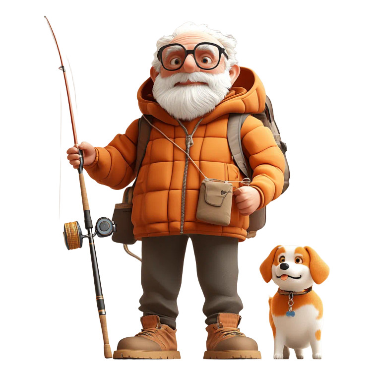 Joyful Fishing Elder Vinyl Car Decal Sticker – Waterproof & UV-Resistant 8"