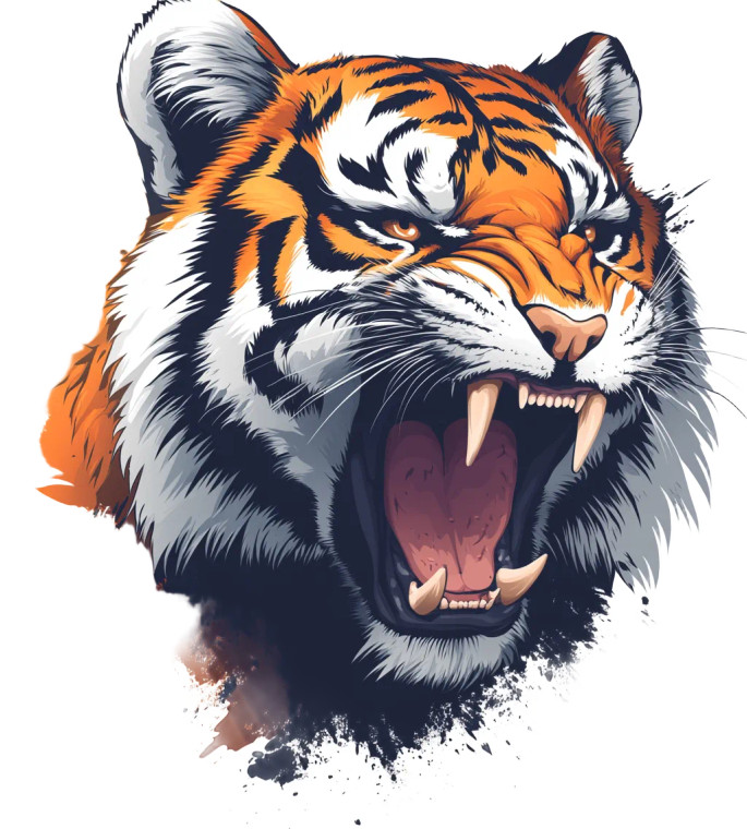 Angry Tiger Mascot Vinyl Car Decal Sticker – Waterproof & UV-Resistant 8"