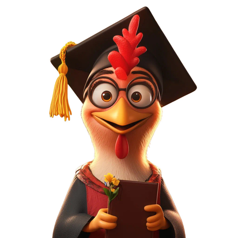 Graduating Chicken Students Vinyl Car Decal Sticker – Waterproof & UV-Resistant 8"