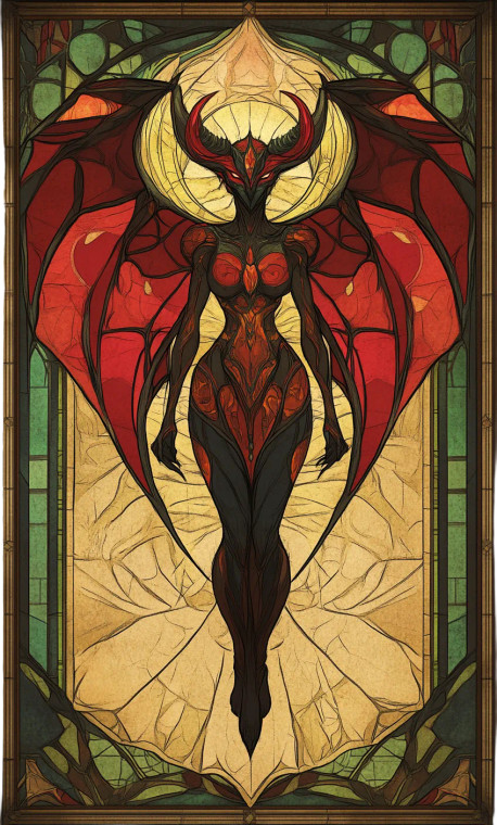 Demon Goddess Stained Vinyl Car Decal Sticker – Waterproof & UV-Resistant 8"