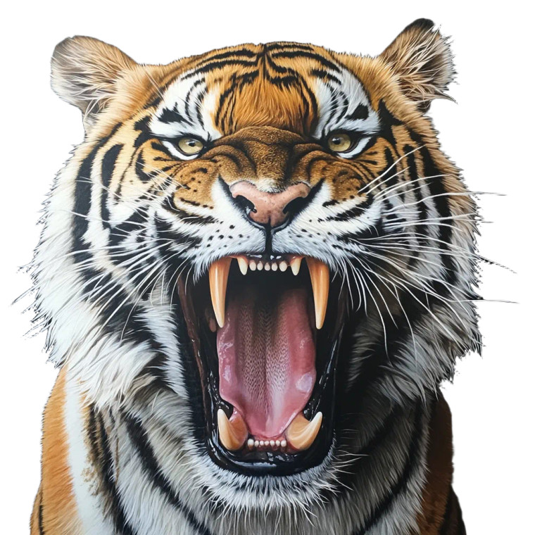 Tiger Mouth Open Vinyl Car Decal Sticker – Waterproof & UV-Resistant 8"