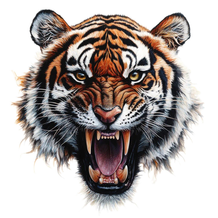 Roaring Tiger Head V6 Vinyl Car Decal Sticker – Waterproof & UV-Resistant 8"