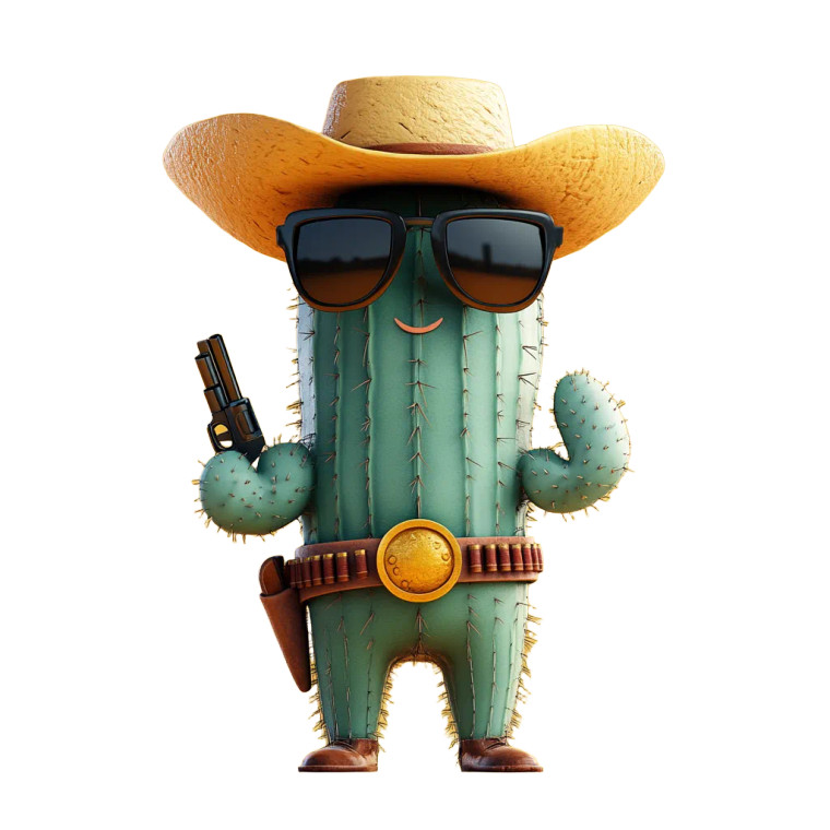 Cowboy Cactus Vinyl Car Decal Sticker – Waterproof & UV-Resistant 8"