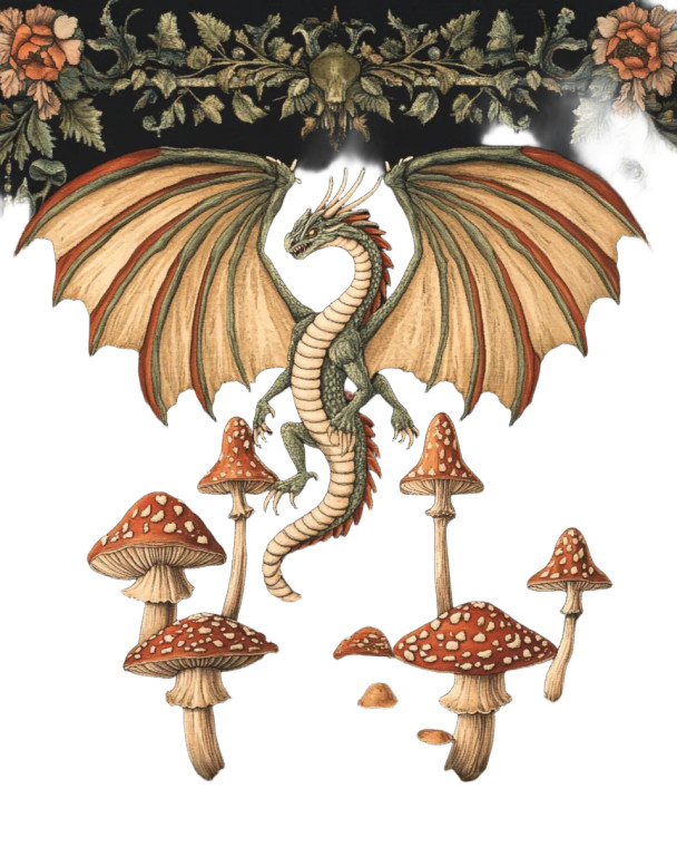 Cottagecore Dragon Tapestry Vinyl Car Decal Sticker – Waterproof & UV-Resistant 8"