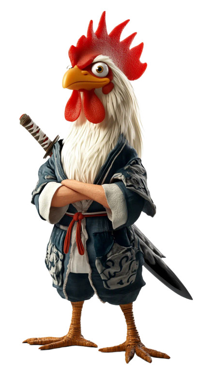 Cute Rooster Swordsman Vinyl Car Decal Sticker – Waterproof & UV-Resistant 8"