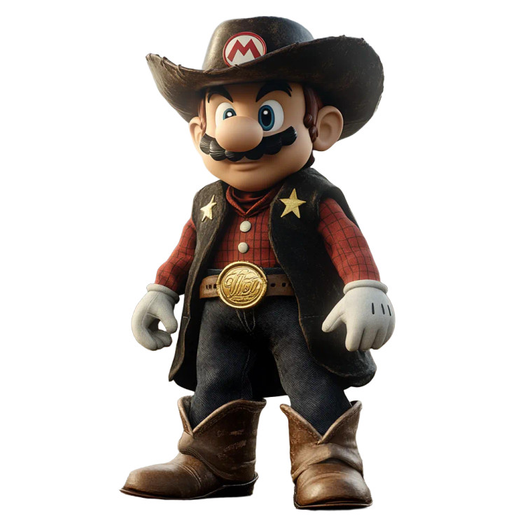 Cowboy Mario V4 Vinyl Car Decal Sticker – Waterproof & UV-Resistant 8"