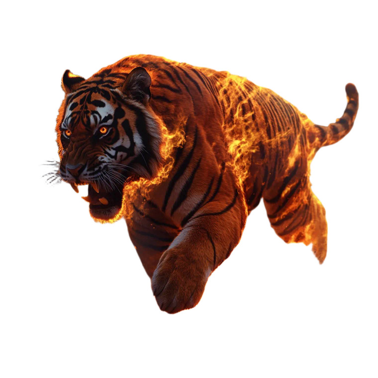 Flaming Tiger Sprint Vinyl Car Decal Sticker – Waterproof & UV-Resistant 8"