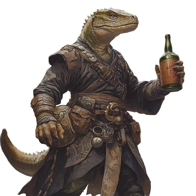 Drunken Master Lizardfolk Vinyl Car Decal Sticker – Waterproof & UV-Resistant 8"