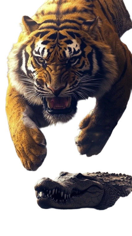 Tiger Vs Crocodile Vinyl Car Decal Sticker – Waterproof & UV-Resistant 8"