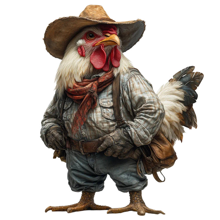 Rancher Rooster Vinyl Car Decal Sticker – Waterproof & UV-Resistant 8"