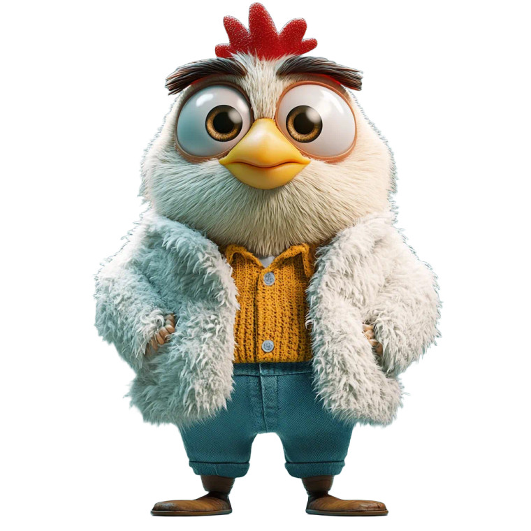 Stylized Cartoon Hen Vinyl Car Decal Sticker – Waterproof & UV-Resistant 8"