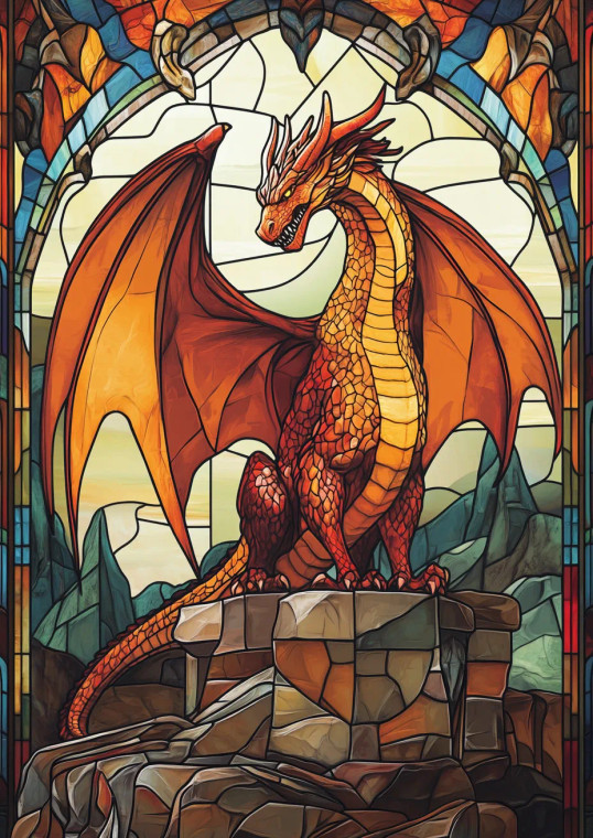 Dragon Stained Glass V2 Vinyl Car Decal Sticker – Waterproof & UV-Resistant 8"