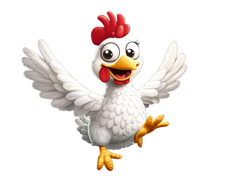 Excited Flying Chicken Vinyl Car Decal Sticker – Waterproof & UV-Resistant 8"