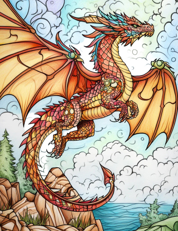 Dragon Coloring Page Vinyl Car Decal Sticker – Waterproof & UV-Resistant 8"