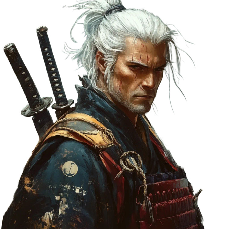 Futuristic Retro Samurai Vinyl Car Decal Sticker – Waterproof & UV-Resistant 8"