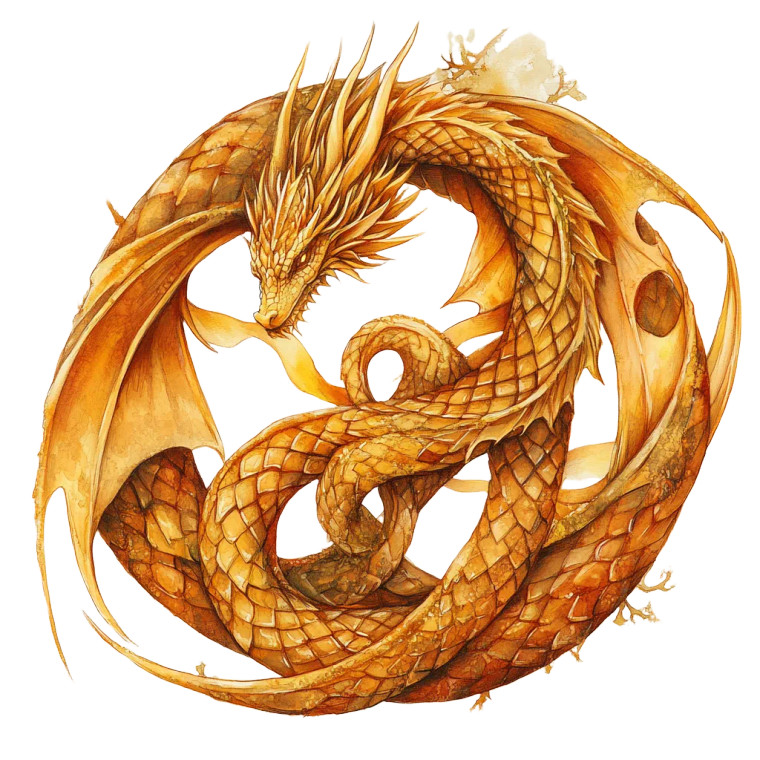 Golden Dragon Knot Vinyl Car Decal Sticker – Waterproof & UV-Resistant 8"