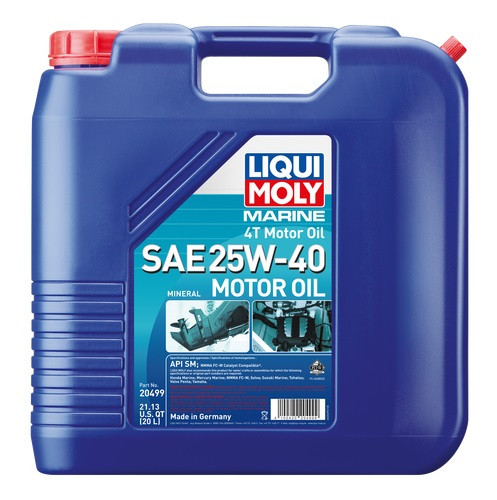 Liqui Moly Oil 20499 Marine 4T; SAE 25W-40; 20 Liter Jug; Single