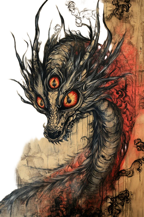 Four-Eyed Dragon Vinyl Car Decal Sticker – Waterproof & UV-Resistant 8"