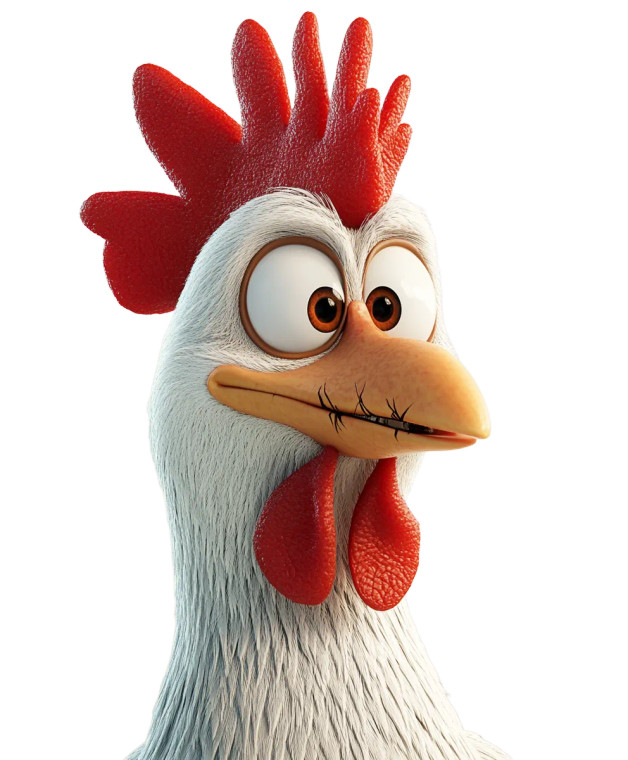 White Rooster Render Vinyl Car Decal Sticker – Waterproof & UV-Resistant 8"