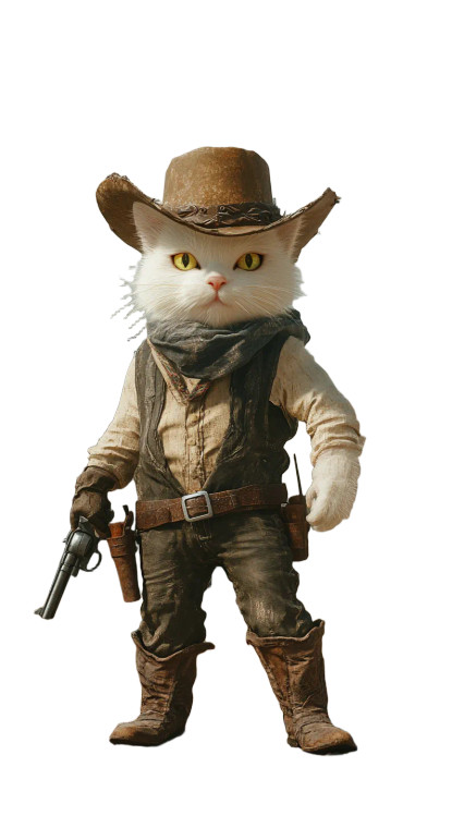 Cowboy Cat Standoff Vinyl Car Decal Sticker – Waterproof & UV-Resistant 8"