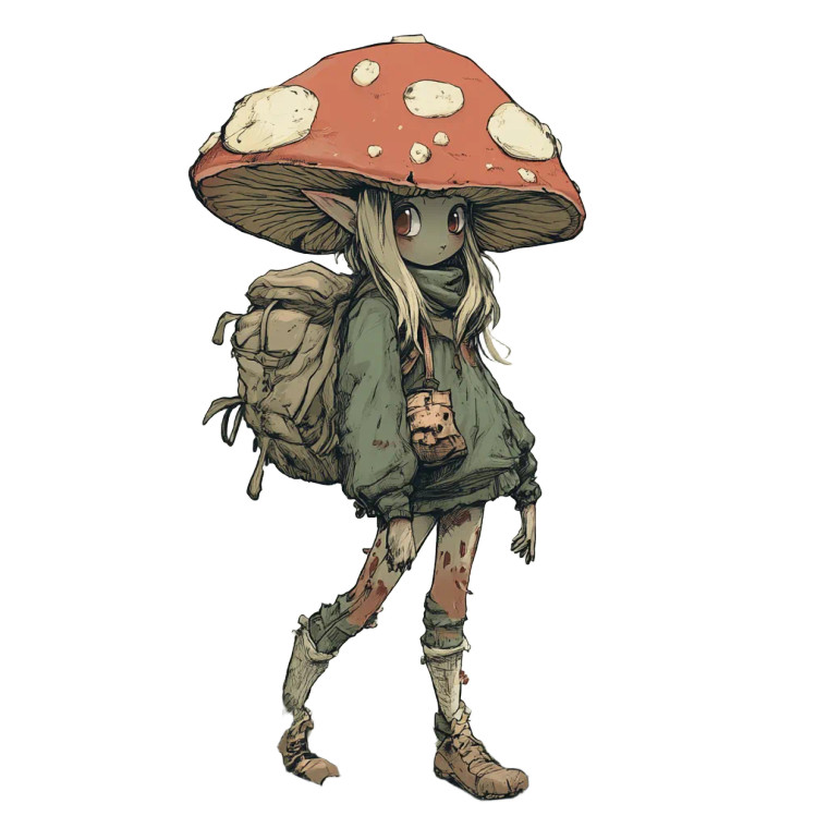 Mushroom Goblin Girl Vinyl Car Decal Sticker – Waterproof & UV-Resistant 8"