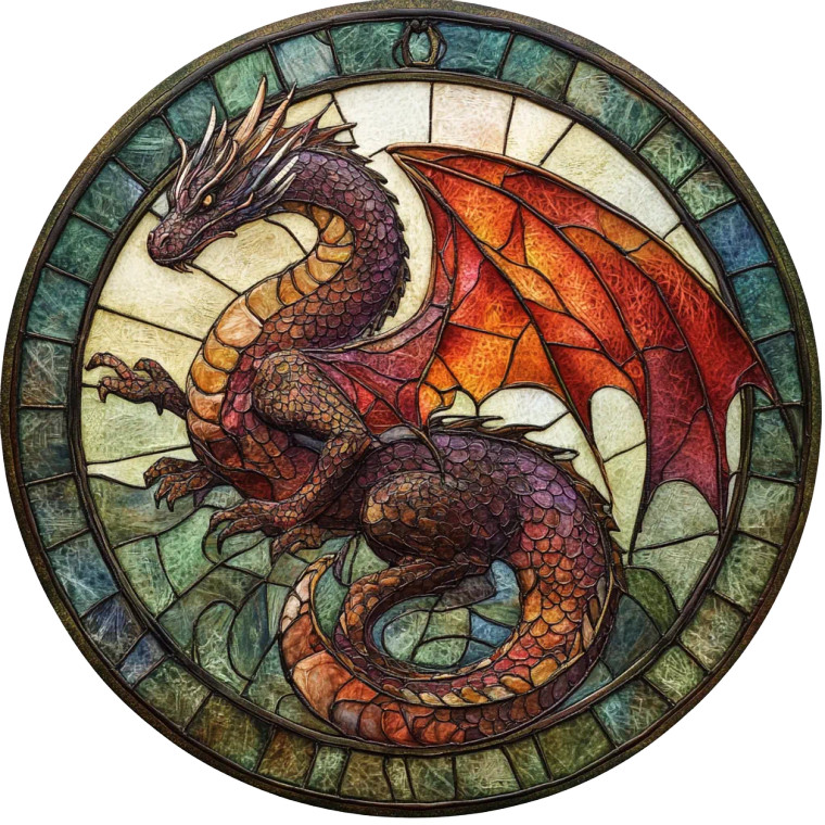 Embroidered Dragon Ornament Vinyl Car Decal Sticker – Waterproof & UV-Resistant 8"