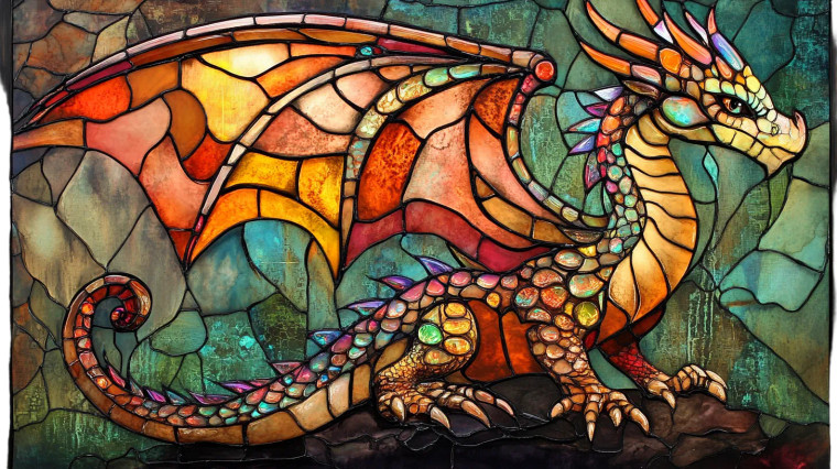 Stained Glass Dragon V3 Vinyl Car Decal Sticker – Waterproof & UV-Resistant 8"