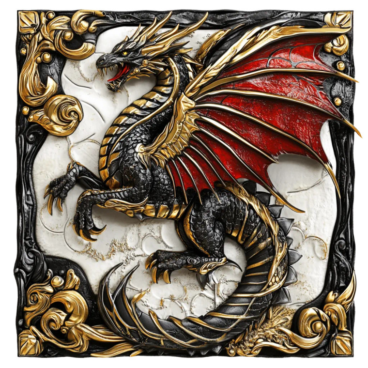Winged Dragon Relief V2 Vinyl Car Decal Sticker – Waterproof & UV-Resistant 8"