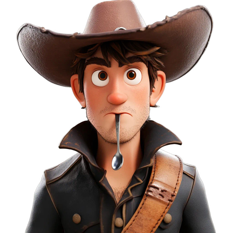 Rugged Cartoon Cowboy Vinyl Car Decal Sticker – Waterproof & UV-Resistant 8"