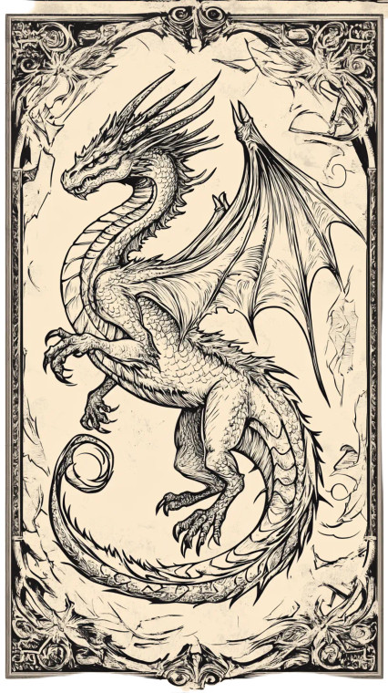 Ancient Dragon Illustration Vinyl Car Decal Sticker – Waterproof & UV-Resistant 8"