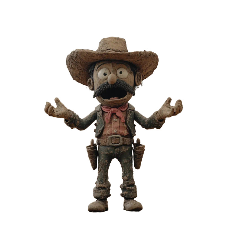 Lonely Claymation Cowboy Vinyl Car Decal Sticker – Waterproof & UV-Resistant 8"