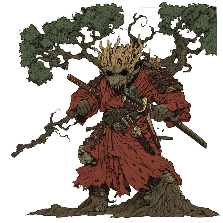 Samurai Treant Vinyl Car Decal Sticker – Waterproof & UV-Resistant 8"