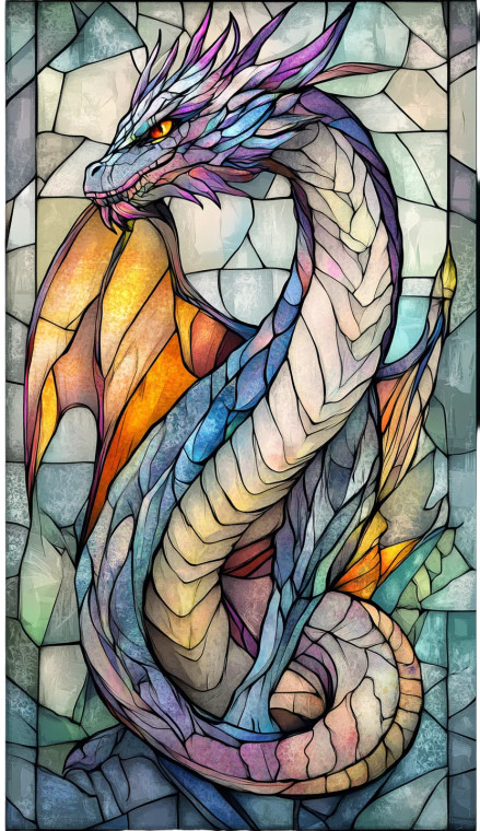 Stained Glass Dragon V4 Vinyl Car Decal Sticker – Waterproof & UV-Resistant 8"