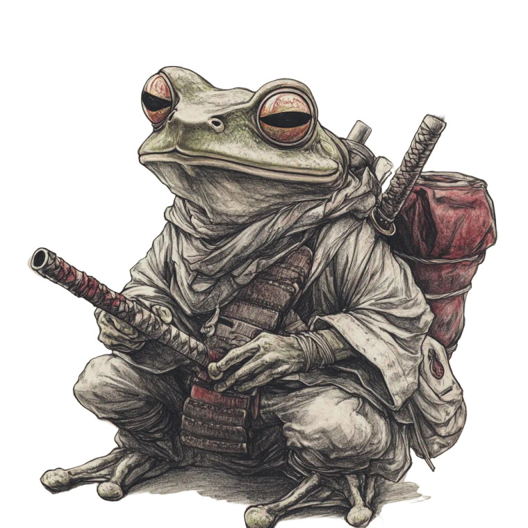 Samurai Frog Sketch Vinyl Car Decal Sticker – Waterproof & UV-Resistant 8"