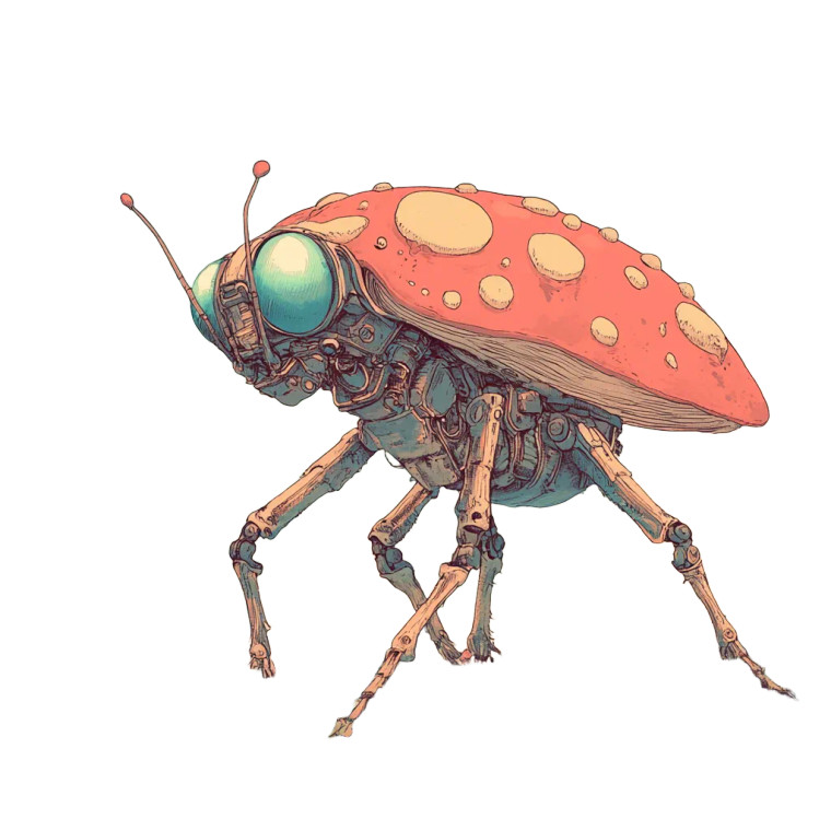 Robotic Mushroom Cricket Vinyl Car Decal Sticker – Waterproof & UV-Resistant 8"