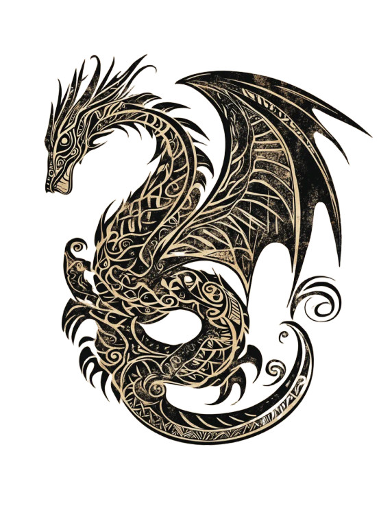 Tribal Fantasy Dragon Vinyl Car Decal Sticker – Waterproof & UV-Resistant 8"