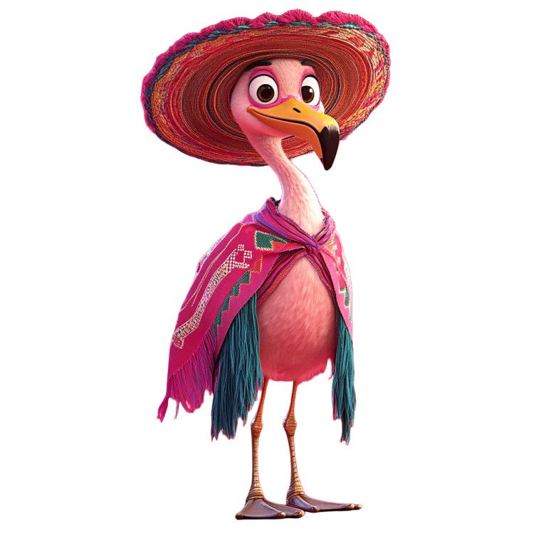 Latino Flamingo Attire Vinyl Car Decal Sticker – Waterproof & UV-Resistant 8"