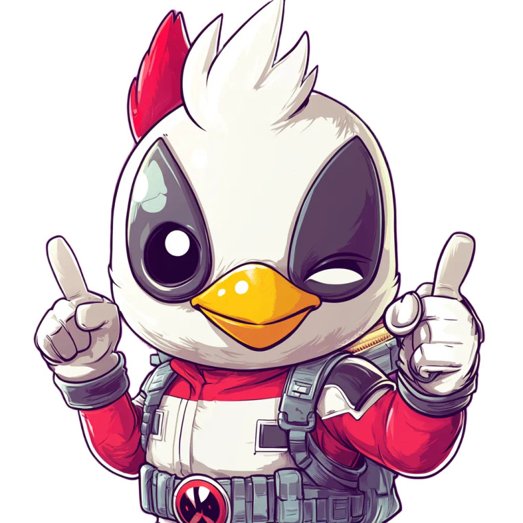 Deadpool Rooster Mascot Vinyl Car Decal Sticker – Waterproof & UV-Resistant 8"