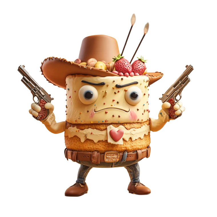 Cowboy Cake Character Vinyl Car Decal Sticker – Waterproof & UV-Resistant 8"