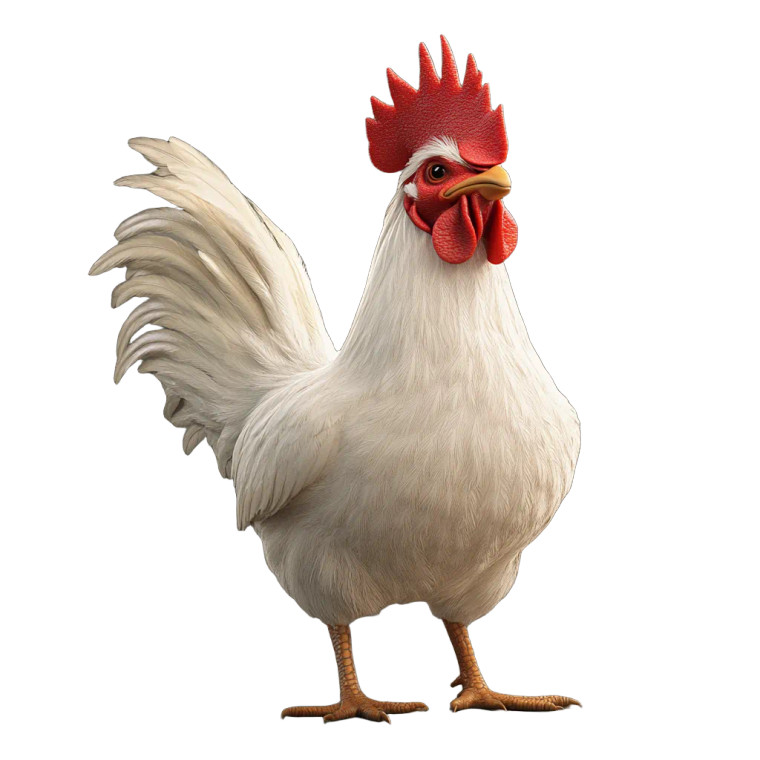 White Chicken Render Vinyl Car Decal Sticker – Waterproof & UV-Resistant 8"