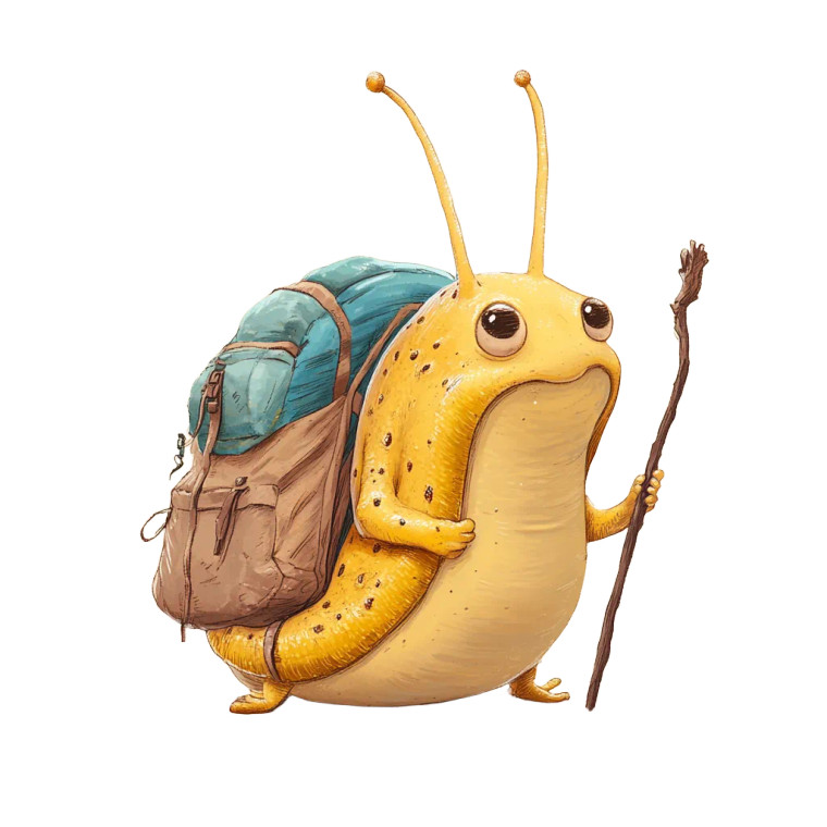 Banana Slug Hiker Vinyl Car Decal Sticker – Waterproof & UV-Resistant 8"