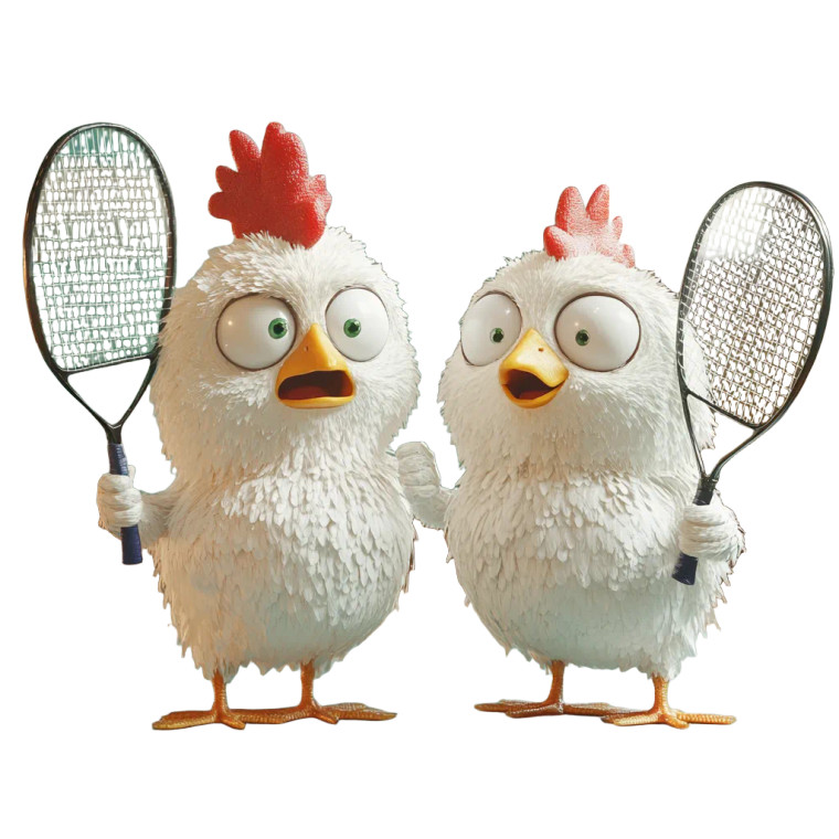 Chickens Playing Badminton Vinyl Car Decal Sticker – Waterproof & UV-Resistant 8"