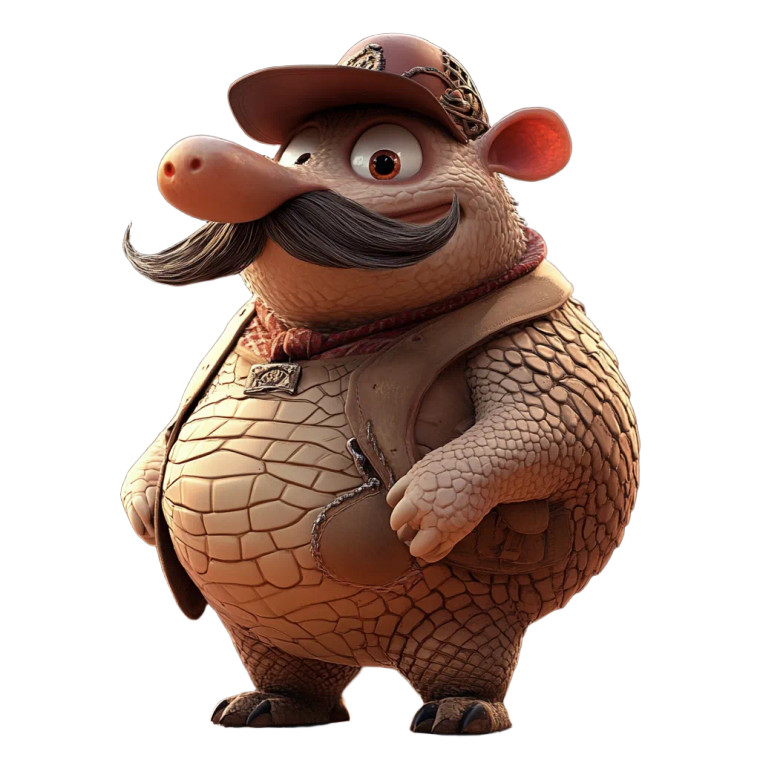 Mustachioed Armadillo Vinyl Car Decal Sticker – Waterproof & UV-Resistant 8"