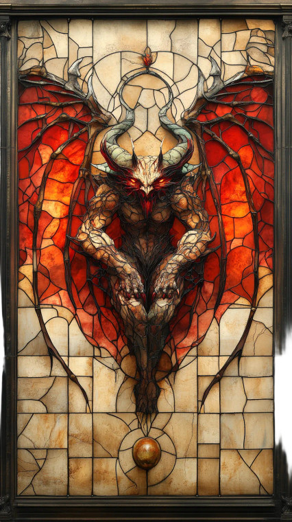 Demons Stained Glass Vinyl Car Decal Sticker – Waterproof & UV-Resistant 8"