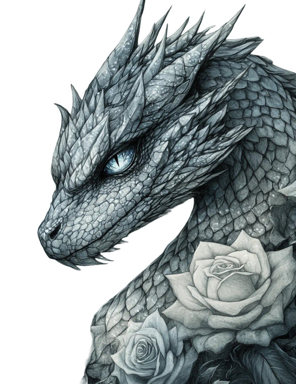 Dragon With Roses Vinyl Car Decal Sticker – Waterproof & UV-Resistant 8"