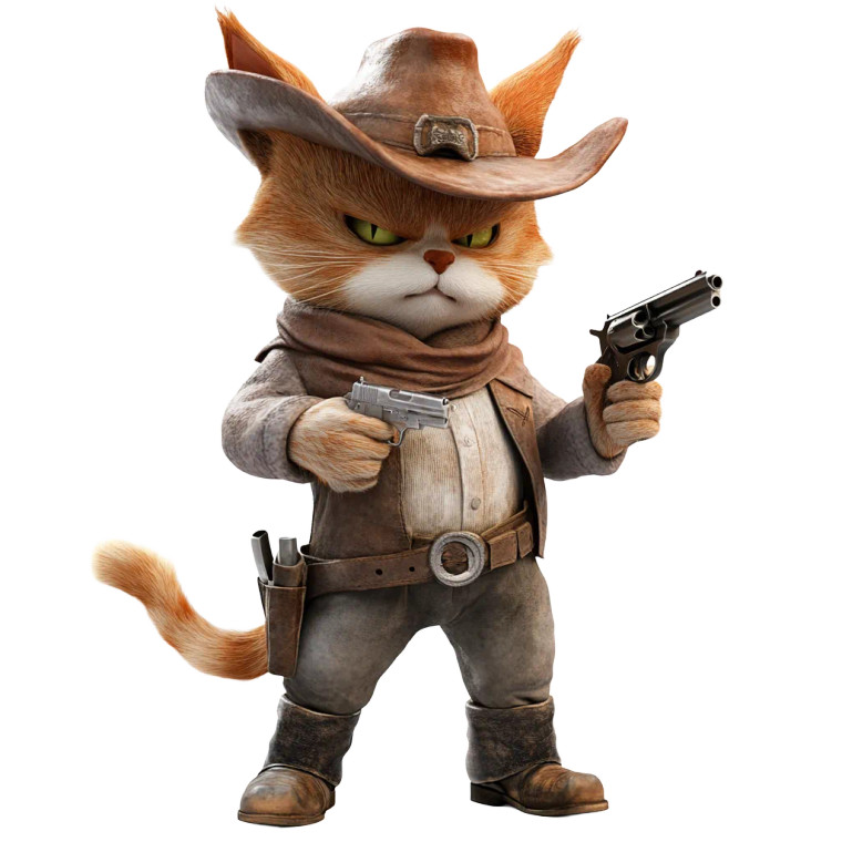 Cowboy Cat Character Vinyl Car Decal Sticker – Waterproof & UV-Resistant 8"
