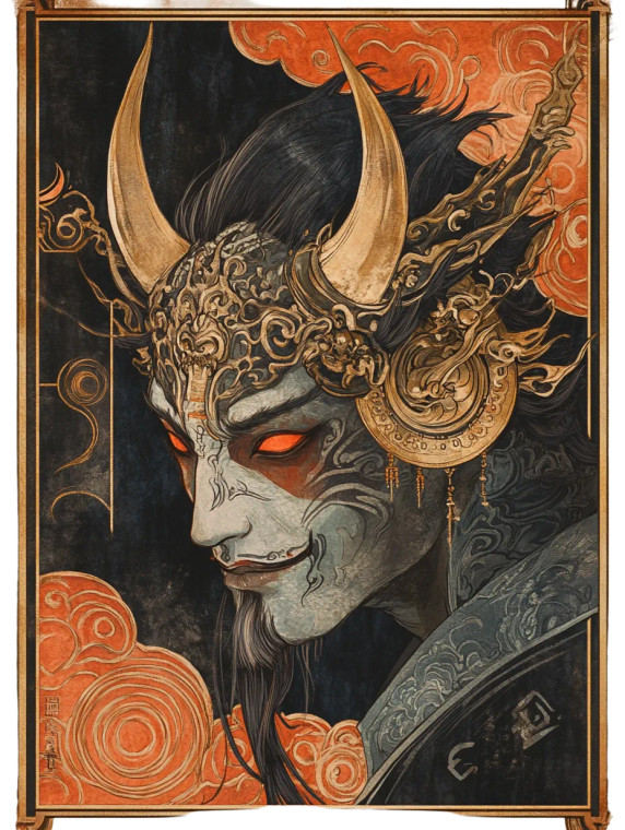 Samurai Oni Mask V24 Vinyl Car Decal Sticker – Waterproof & UV-Resistant 8"