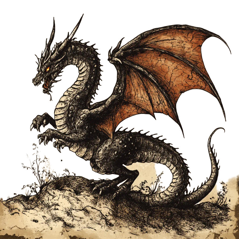 Medieval Dragon Illustration V4 Vinyl Car Decal Sticker – Waterproof & UV-Resistant 8"