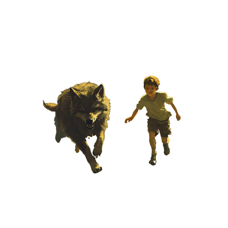 Boy And Wolf Vinyl Car Decal Sticker – Waterproof & UV-Resistant 8"